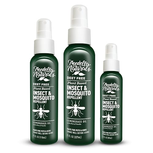 Deet-Free Insect & Mosquito Repellent – Travel Pack (2,4, 8 oz) | Insect Repellent with Lemongrass Oil Safe for Pets and Kids – Bug Spray for Mosquitoes, Gnats, Black Flies, and No-see-ums