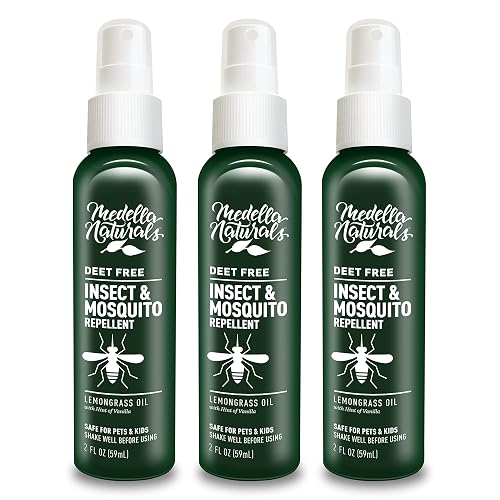 Deet-Free Insect & Mosquito Repellent – Nice Smelling, Pack of 3 (2 oz) | Insect Repellent with Lemongrass Oil Safe for Pets and Kids – Bug Spray Against Mosquitoes, Gnats, Black Flies, and No-See-um