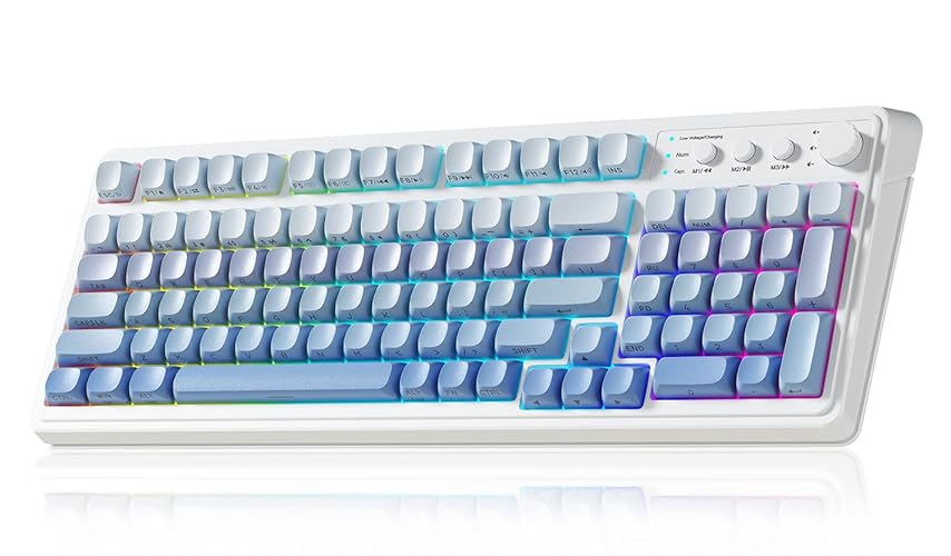 AULA S99 Gaming Keyboard, Wireless Computer Keyboards with Media Knob | 99 Keys Membrane Keyboard,RGB Backlit,Tri-Mode BT/2.4GHz/USB-C,2000mAh Rechargeable Thocky Clicky Creamy Sounding Keyboard