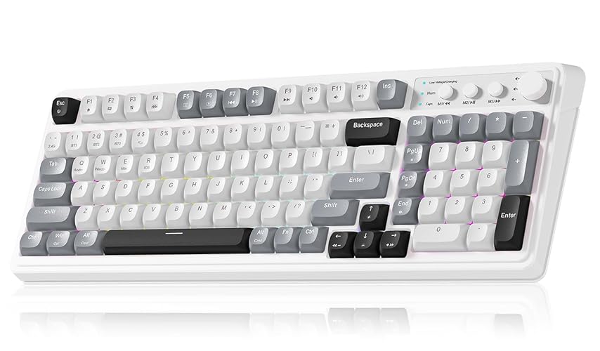 AULA S99 Wireless Keyboard,99 Key Computer Gaming Keyboards with Number Pad | RGB Backlit,Programmable,Creamy Sounding Membrane Keyboard,Tri-Mode BT/2.4GHz/USB-C,2000mAh Thocky Keyboard with Media Knob
