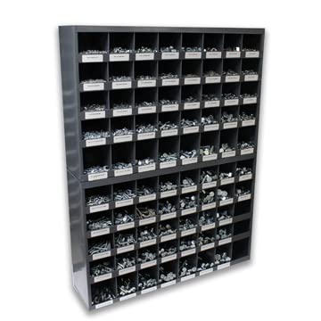 Titan Industrial Supply- 5,445 pcs Stainless Steel Coarse Hardware Assortment Kit with Hex Cap Screws, Hex Nuts, Nylon Locknuts, Washers, & Two Durham 40 Hole Metal Bins