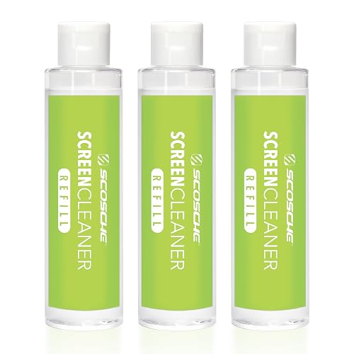 Scosche SCOCLNR Refill Bottles for Streak-Free Electronic Screen Cleaner Spray and Wipe Cleaning Kit for TV, Computer, Phone, iPhone, iPad, Laptop, MacBook, Car Touchscreen, 3 Pack of Refills