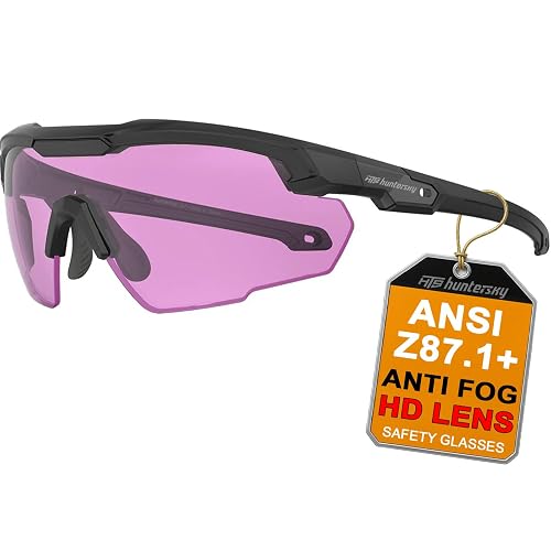 HTS HUNTERSKY Ballistic Shooting Glasses ANSI Z87+ Protective Eyewear | Anti-Fog, Impact Resistance Lens, Adjustable Nose Piece, Wraparound, Eye Protection for Men & Women, Airsoft, Range