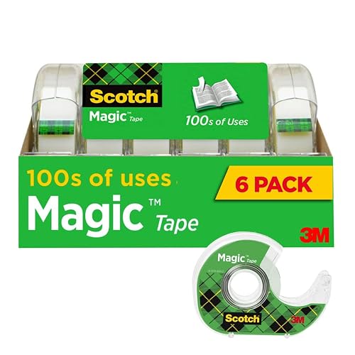 Scotch Magic Tape, Invisible, 6 Tape Rolls with Dispenders | Home Office Supplies and Back to School Supplies for College and Classrooms