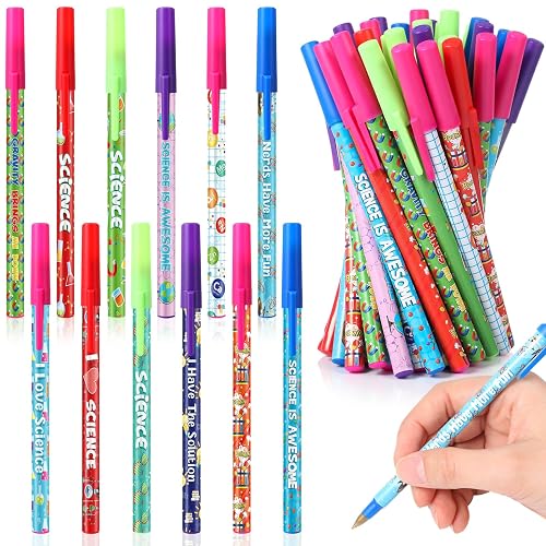 Nezyo 48 Pcs Science Pens Bulk Science Party Favors Black Ink Chemistry Ballpoint Pens 0.5mm Fun Motivational Back to School Gift for Student Class Reward Teacher Supplies Birthday Lab Gift Decoration