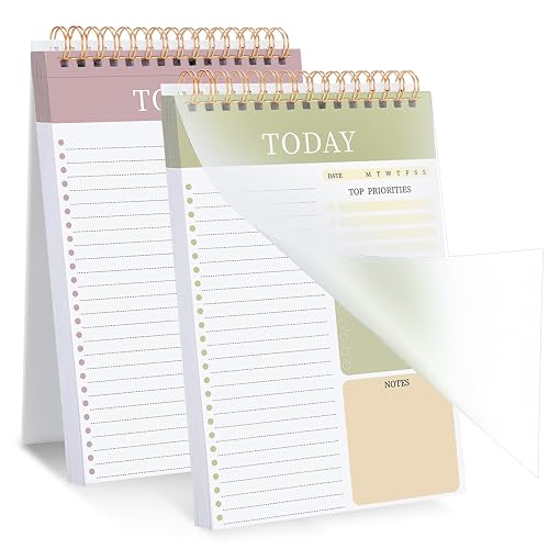 Thboxes 2 Pack To Do List Notepad, A5 Undated Daily Planner Task Checklist | 208 Pages Notebook, Undated Daily Task Planner, for Home, Office, Travel, Work, College Essentials & College School Supplies