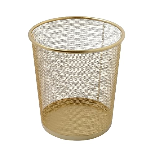 Martha Stewart Ryder 4.5 Gallon Mesh Metal Wastebasket, Gold | Steel Mesh, Gold Finish
