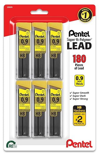 Pentel Super Hi-Polymer Lead Refill 0.9 HB BP 6 Pack (C29BPHB6)