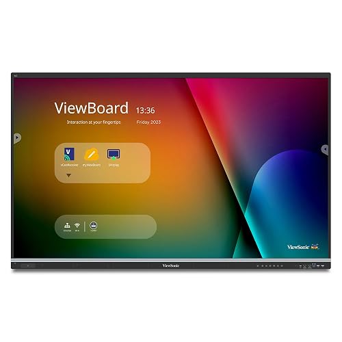 ViewSonic IFP6551 65 Inch 4K ViewBoard Interactive Smart Board with Integrated Education Software, Android 14, Google EDLA, 50-Point Touch, Built-in Microphone, HDMI, VGA, USB Hub, and USB C Inputs