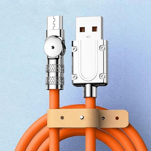 10FT Micro USB Charging Cable, 100W Chubby 180° Rotation Extra Bolded Heavy Duty Unbreakable Charging Cord for Samsung S7/S6, PS4 Controller, Kindle, Android Phones, Power Bank (Orange)