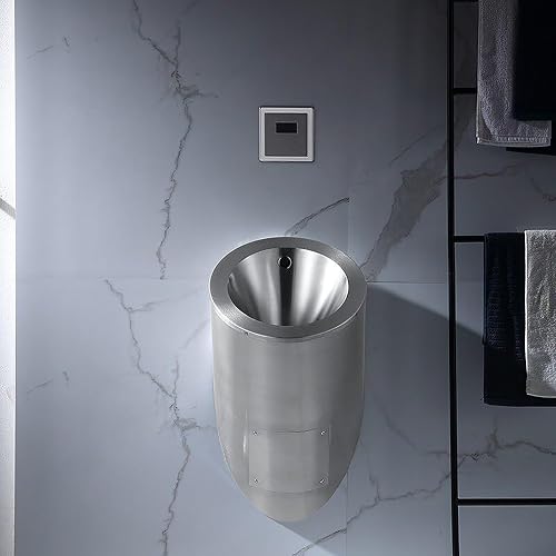 Commercial Urinal Men, Wall Hung Curved Sensor Flush Unit, Stainless Steel Mens Urinal for Bar Commercial Public Washroom(A)
