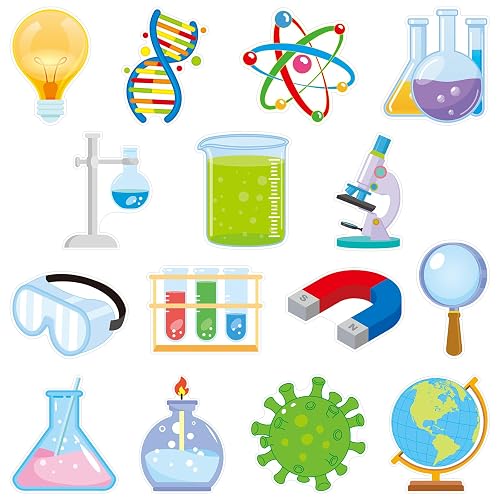 45 Pcs Science Cutouts 15 Desings Science Lab Accents Scientific Cut-Outs for Party Classroom Scientist Bulletin Board Craft Home Office Wall Decoration