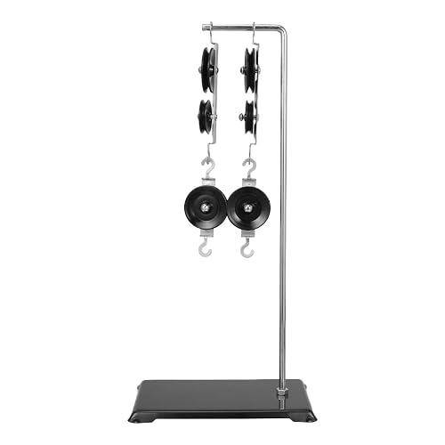 ULTECHNOVO Pulley Block System Physics Experiment Kit with Stable Base 13.38 inch Block and Tackle Pulley System for School Science Projects Lab Mechanics Learning 2 Single Pulleys 2 Double Pulleys