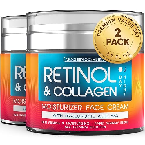 Retinol Face Cream - Anti Aging Moisturizer, Wrinkle & Collagen Skin Care | Retinol Cream for Face, Anti Aging Moisturizer with Collagen & Hyaluronic Acid, Wrinkle Care for Women & Men, 3.7 Oz