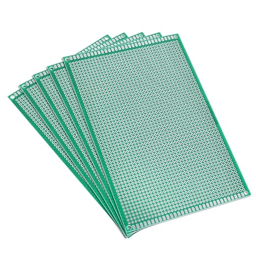 FOCMKEAS 5 Pcs PCB Board, 10x15cm, Tinned Through Holes, Solder-able | Single Sided Perfboard, Electronic Breadboard, Prototype Circuit Boards for DIY Soldering Projects, 4" x 6"
