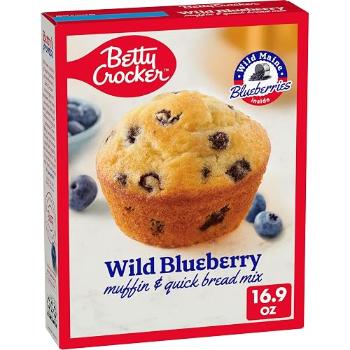 Betty Crocker Wild Blueberry Muffin and Quick Bread Mix, 16.9 oz | Made with Wild Maine Blueberries, Use for Muffins or Quick Bread, Great for Breakfast