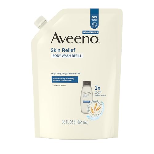 Aveeno Skin Relief Body Wash Refill, Fragrance-Free, 36 fl. oz | Triple Oat Formula, Gentle Daily Cleanser for Sensitive Skin, Leaves Itchy, Dry Skin Feeling Soothed & Moisturized