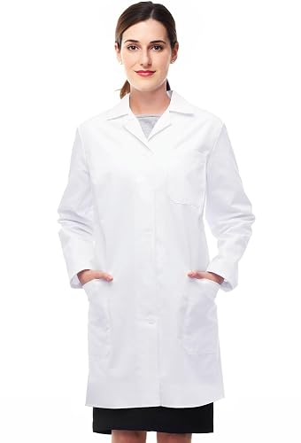ODESABO Lab Coat Woman,Doctor Costume for Adult,Halloween Science Costume | White Lab Coat for Women,Long Sleeve,Back to School Supplies,Easy Halloween Costume for Adults,Science Events,Career Day