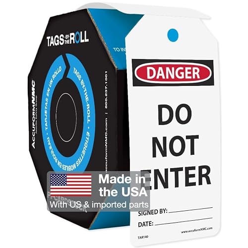 Accuform Signs TAR140 Tags By-The-Roll Safety Tags, Legend "DANGER DO NOT ENTER", 6.25" Length x 3" Width x 0.010" Thickness, PF-Cardstock, Red/Black on White (Roll of 250)