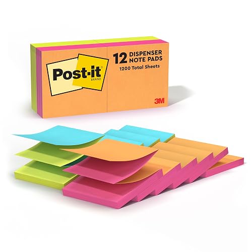 Post-it Pop-up Notes, 3 x 3 in, Poptimistic Collection, 12 Pads | School Supplies, Office Products, Accordion Sticky Notes work with Pop-Up Note Dispenser