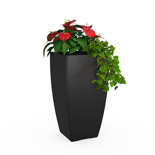 Mayne Kobi 38in Self-Watering Modern Tall Square Planter, Black | Self-watering, All season, Fade resistant, Double-wall design, 15-year warranty