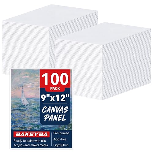 100 Pack 9x12 Inch Canvas Boards for Painting, Canvas Panels, 100% Cotton | White Blank Canvas Boards for Painting, Art Supplies Paint for Acrylics Oil Watercolor Tempera Paints
