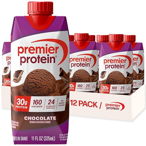Premier Protein 30g High Protein Shake, Chocolate, 12 Pack | 160 Calories, 24 Vitamins & Minerals, No Added Sugar, Supports Muscle Health, Gluten-Free, 11 oz