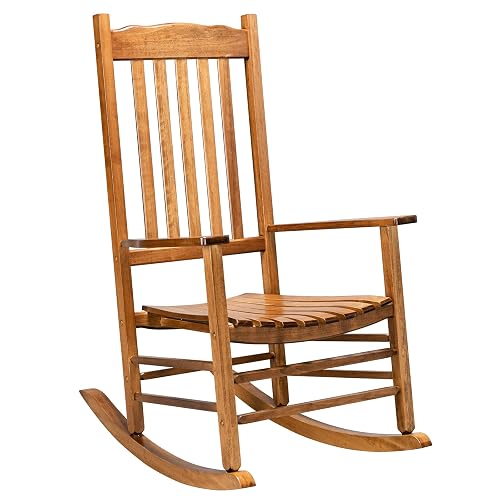 VINGLI Classic Wooden Rocking Chair with Handcrafted Comfort, Eco-Friendly and Durable Rocking Chair, Elegant and Stable Rocker for Indoor and Outdoor Use, Natural