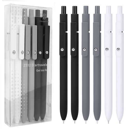 FIOVER Gel Pens 6pcs 0.5mm Fine Point Black Ink Quick Dry Pens | Smooth Writing Pens for Journaling, Nurse Aesthetic Cute Office School Supplies, Gifts for Women and Men