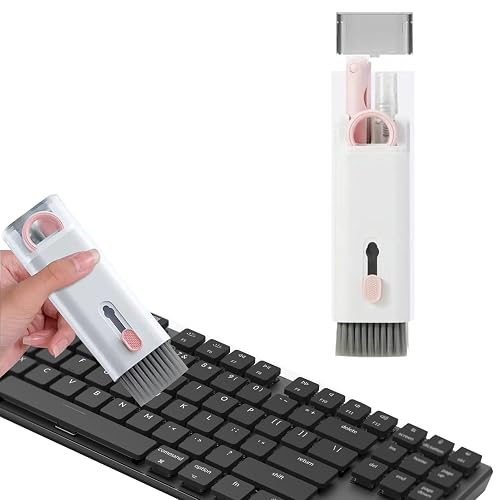 7 in 1 Pink Keyboard Cleaning Kit, Portable Electronics Cleaning Brush Set | Keyboard Cleaning, Keycap Remover, Screen Cleaner Tool for Laptop,Earbuds,Camera,Cell Phone,Tablet, Cute Desk Accessory Gift