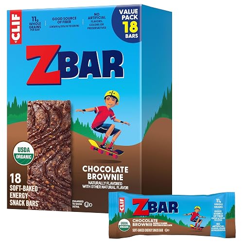 Zbar Chocolate Brownie Soft-Baked Snack Bars, Organic Granola Bars, 18ct | USDA Organic, No Artificial Flavors, Colors, or Preservatives, Non-GMO, 11g Whole Grains, Snacks for Kids