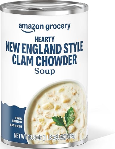 Amazon Grocery, Hearty New England Style Clam Chowder Soup, 18.8 Oz