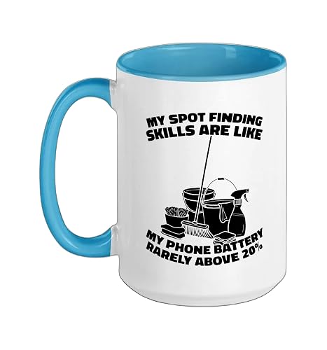 Cleaner Sanitation - Housekeeping Janitorial Cleaner Ceramic Mug, Blue/White, 15oz