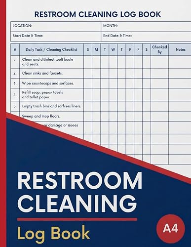 Restroom Cleaning Log Book: Daily and Weekly Cleaning Checklists, Sanitation Records, Inspection Logs and Maintenance Tracking for Commercial Washrooms, Offices, Restaurants and Public Facilities