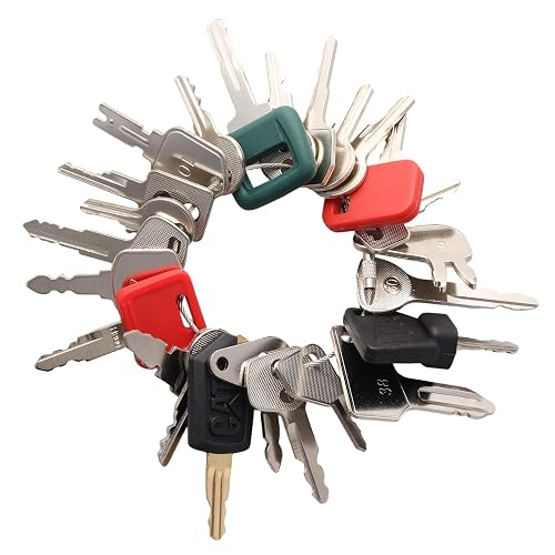 24 Heavy Equipment Keys Master Set, Construction Ignition Key Set | Fits Case,Komatsu,Hyster, Cat, JCB, Daewoo, JLG, JD, Forklift, Crown, Volvo, Toyota.