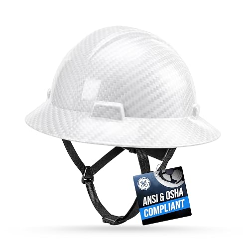 GE Hard Hat, Full Brim, Padded, Class C (Vented) & Class E (Non-vented) | ANSI Z89.1-2014, OSHA Approved Hard Hat Adjustable & Lightweight, Impact Resistant for Construction