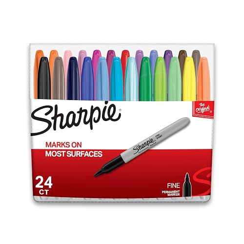 Sharpie Permanent Markers, Fine Point, Assorted Colors, 24 Count - Arts & Crafts, Office Supplies