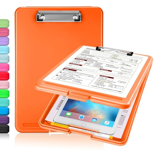 Sooez Clipboard with Storage, Plastic Nursing Clip Boards 8.5x11 | Durable Clipboard Binder Folder, Portable, Hangable, Low Profile Clip for A4 Letter Size Paper, Office & School Supplies