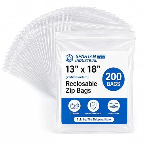13” X 18” (200 Count) 2 Mil Clear Reclosable Zip Plastic Poly Bags | with Resealable Lock Seal Zipper - Spartan Industrial