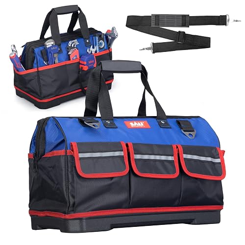 20 Inch Heavy Duty Tool Bag with Plastic Base | Heavy Duty Construction, Stable Plastic Base,Tool Storage, Portable Design