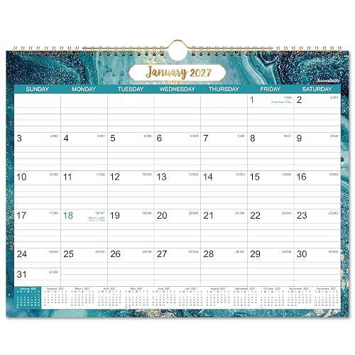 2027 Calendar - 2027 Wall Calendar with Julian Date 14.76”x 11.6 | January 2027 - December 2027, Twin-Wire-Bound, Thick Paper Perfect for Organizing & Planning, 6 Different Background Patterns