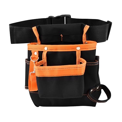 Tool Belts 8 Pockets, Tool Pouch Heavy Duty Tool Belts for Men Tool Belt Bag Adjustable Tool Pouch Belt with Belt Clip Utility Belt Pouch for Electrician, Carpenter, Construction