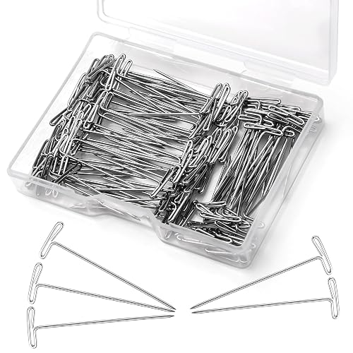 Yizzvb 1 Inch 120 Pcs T Pins, Sewing Pins Wig pins Knitting Supplies | Sewing Pins for Wigs, Blocking Knitting, Modelling, Wig Making and Crafts, Stainless Steel Head Pins for Jewelry Making
