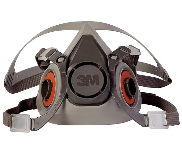 3M Half Facepiece Reusable Respirator 6200, NIOSH, Medium | Four-Point Harness, Comfortable Fit, Dual Airline Supplied Air Compatible, Bayonet Connections, Painting, Sanding