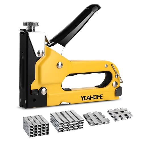 Upholstery Staple Gun Heavy Duty, YEAHOME 4-in-1 Stapler Gun with 4000 Staples, Manual Brad Nailer Power Adjustment Stapler Gun for Wood, Crafts, Carpentry, Decoration DIY