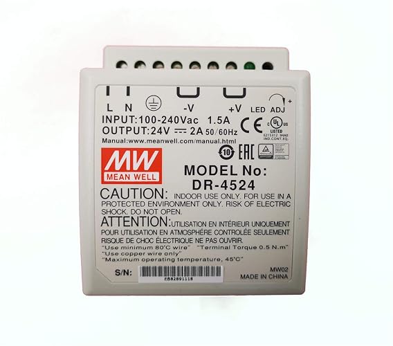 MEAN WELL DR-4524 DR-45 Series 48W Single Output 24 V AC/DC Industrial DIN Rail Power Supply - 1 item(s)