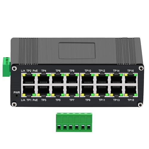 16X1000M PoE IEEE802.3af/at 30W Industrial Ethernet PoE Switch | Wide Voltage Input DC12-48V Voltage Booster,Dual Redundant Power,Din-Rail Mount,IP40 Metal Housing