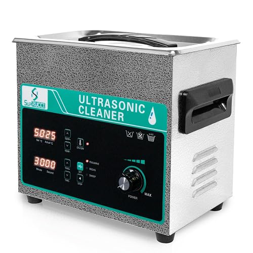 SupRUCCI Ultrasonic Cleaner 3L with Adjustable Power & Sweep, 120W Power | Ultra Sonic Cleaning Machine, Digital Timer & Heater, Heavy-Duty Parts Cleaner for Industrial, Motorcycle and Hardware Tools