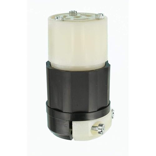 Leviton 20 Amp, 250 Volt, NEMA L6-20R, 2P, 3W, Locking Connector, Industrial Grade, Grounding, 2323, Black-White