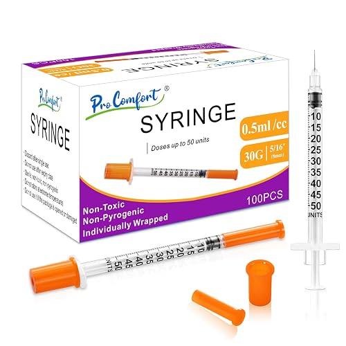 0.5ML Disposable Lab Supplies Individually Wrapped 30G 5/16" (8mm) Lab Syringes Dispensing Scientific Supplies(100PACK 0.5CC 30G 5/16")